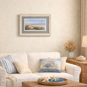 Framed Coastal Lighthouse Print End of Summer Lena Dennis Beach Art